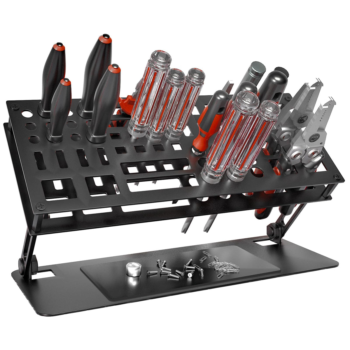 Screwdriver Organizer Holder Rack: Height Adjustable (Black)
