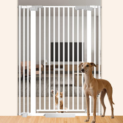 51" x 30-41" Wide Extra-Tall Full-Height Anti-Jump Cat & Pet Safety Gate with Narrow Bar Spacing & Double-Lock Walk-Through Door for Doorways & Stairs