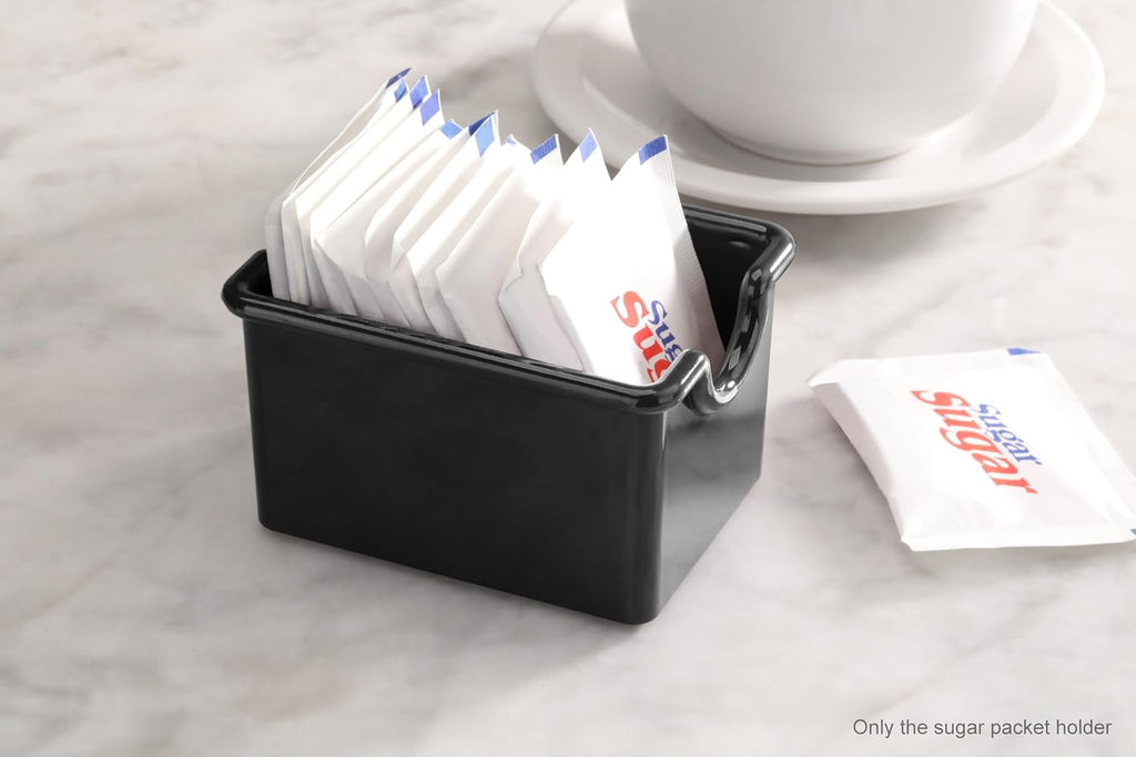 Restaurant-Grade Black Plastic Sugar Packet Holder, SAN Material, Set of 24