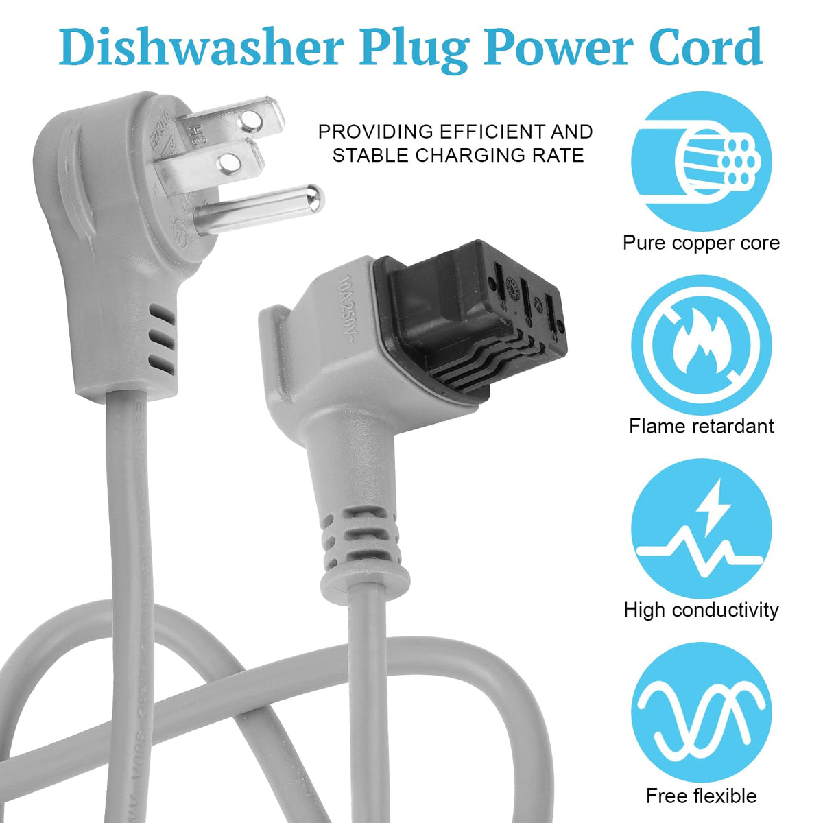 00752018 Dishwasher Plug Power Cord for Bosch SMZPC002UC
