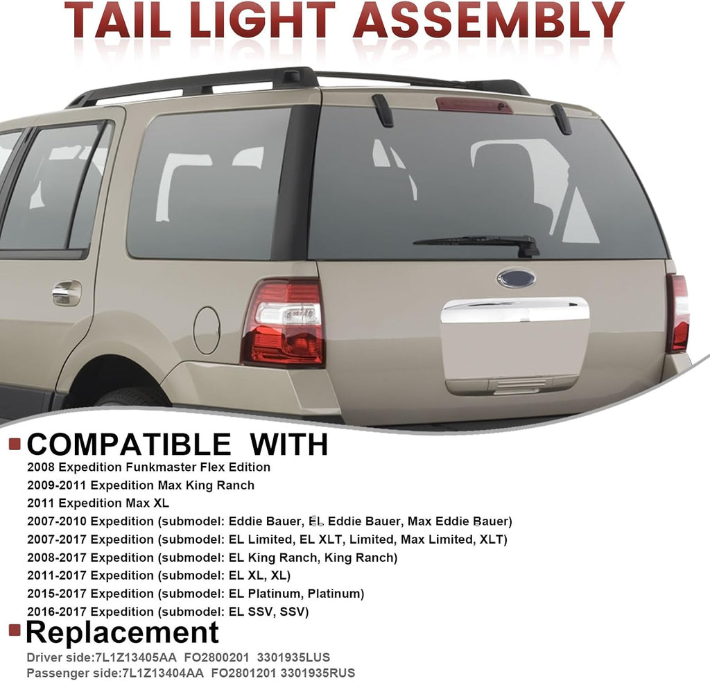 Tail Light Compatible with 2007-2017 Ford Expedition
