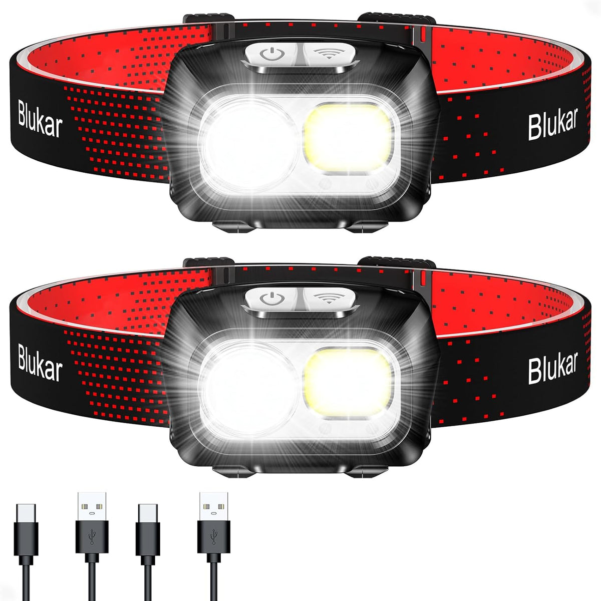 LED Headlamp Rechargeable, 2000L Super Bright Headlight Flashlight