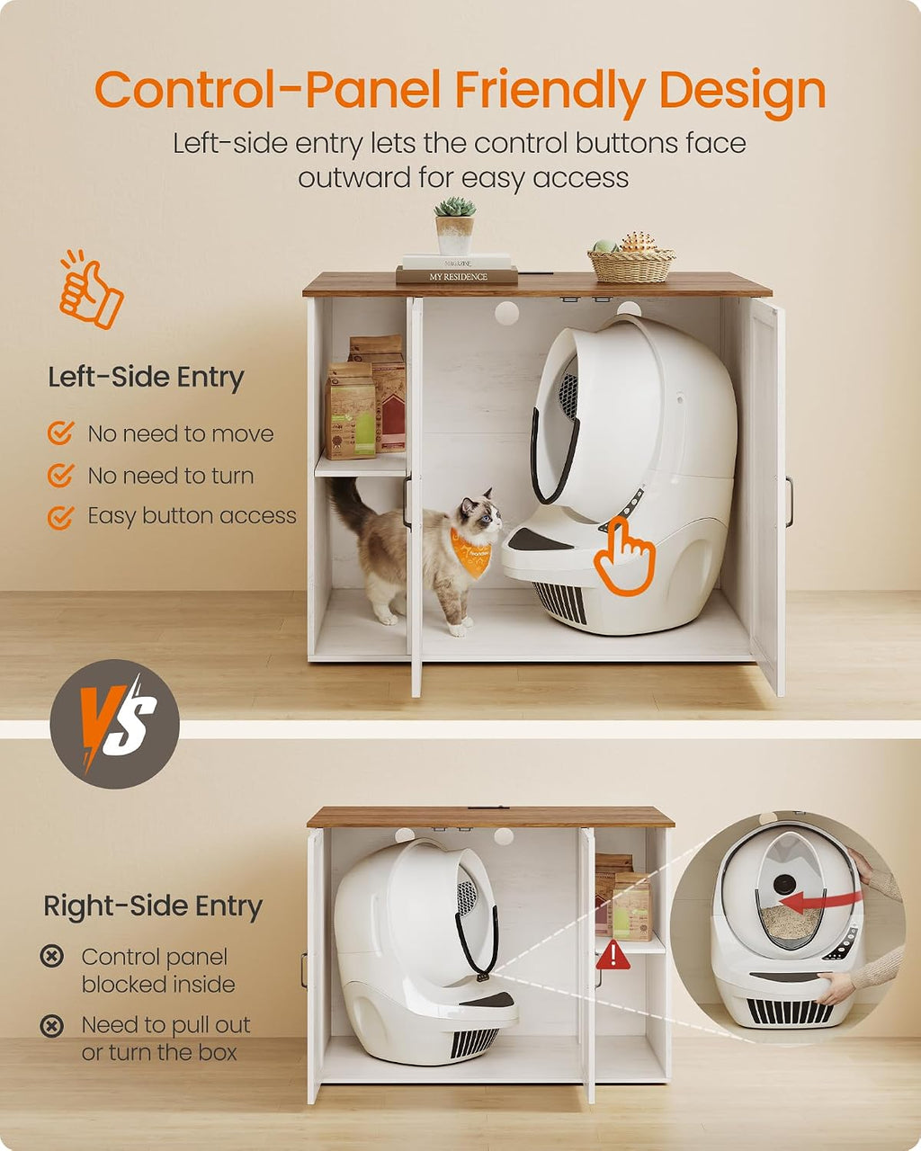 Cat Litter Box Enclosure, Hidden Cat Washroom with Power Outlet