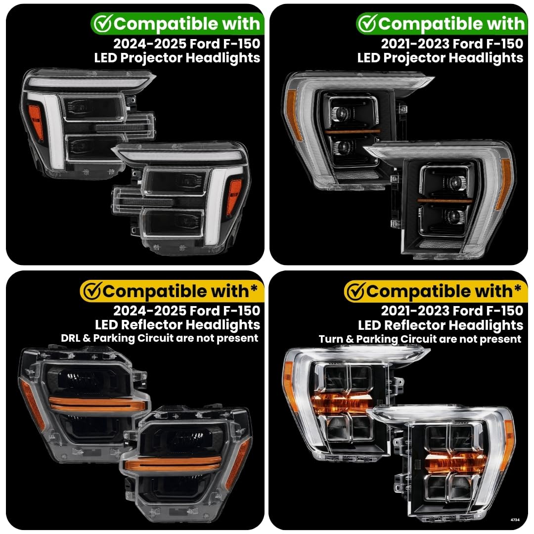 Dynamic LED Headlight Adapter - Compatible with Ford F-150 2021-2025