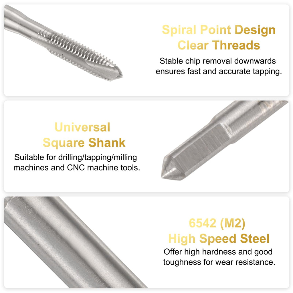 uxcell M6 x 1 H2 Metric Spiral Point Thread Tap, 150mm (6") Extra Long Screw Tap Threading Tapping Tool, High Speed Steel Machine Taps Tapping Bit