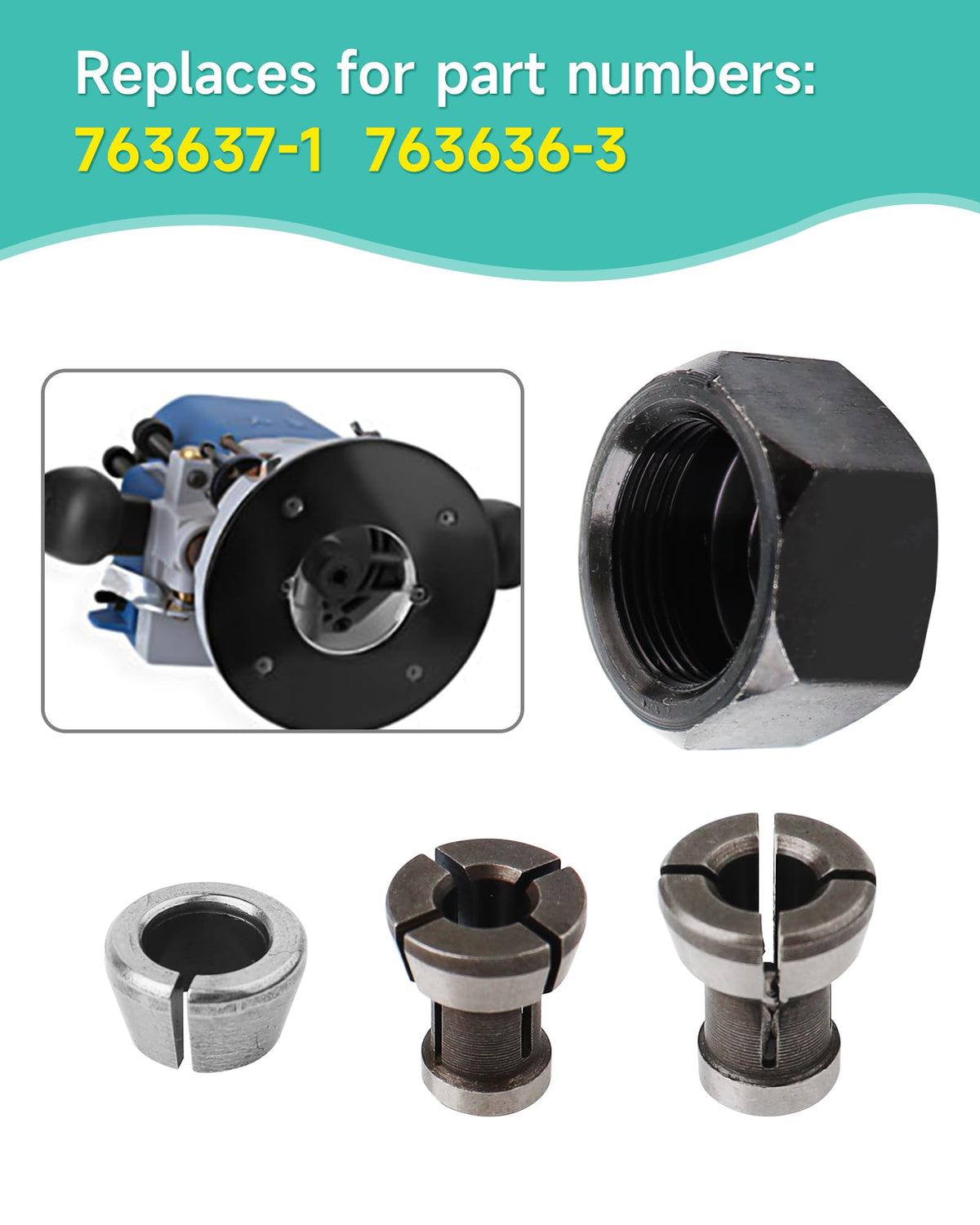 Zorqon Collet Nut Kit Replaces for 763637-1 763636-3