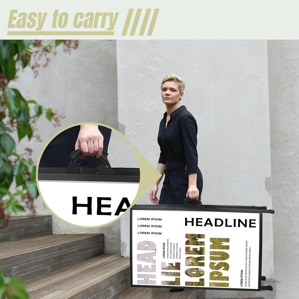 A Frame Sign 24x 36 Inch Heavy Duty Sandwich Board Double-Sided Folding Sign Holder Outdoor Pavement Sign for