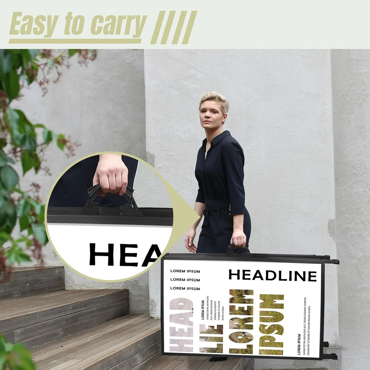 A Frame Sign 24x 36 Inch Heavy Duty Sandwich Board Double-Sided Folding Sign Holder Outdoor Pavement Sign for