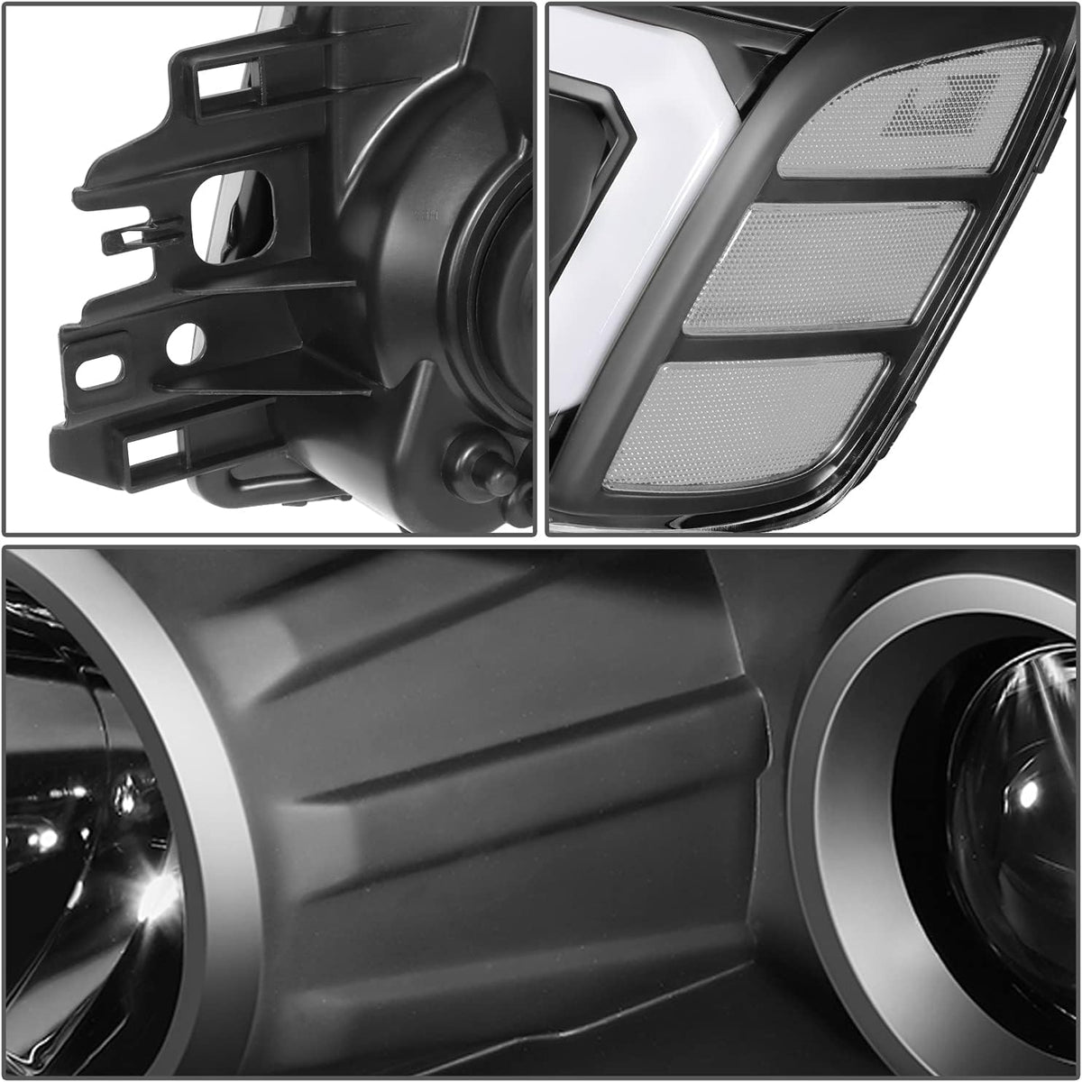 DNA MOTORING HL-HPL-NARN04-BK-CL1 Clear Lens Reflector Headlights Compatible with 04-15 Nissan Titan 05-07 Armada 3D LED Running Light Bar Amber Turn Signal