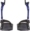 HEALTHLINE Adjustable Wheelchair Footrests with Heel Loops – Fits Many Standard Models with 1-3/8" Pin Spacing – Check Dimensions Before Purchase – Swing-Away Design, Height Adjustable, Blue (Pair)