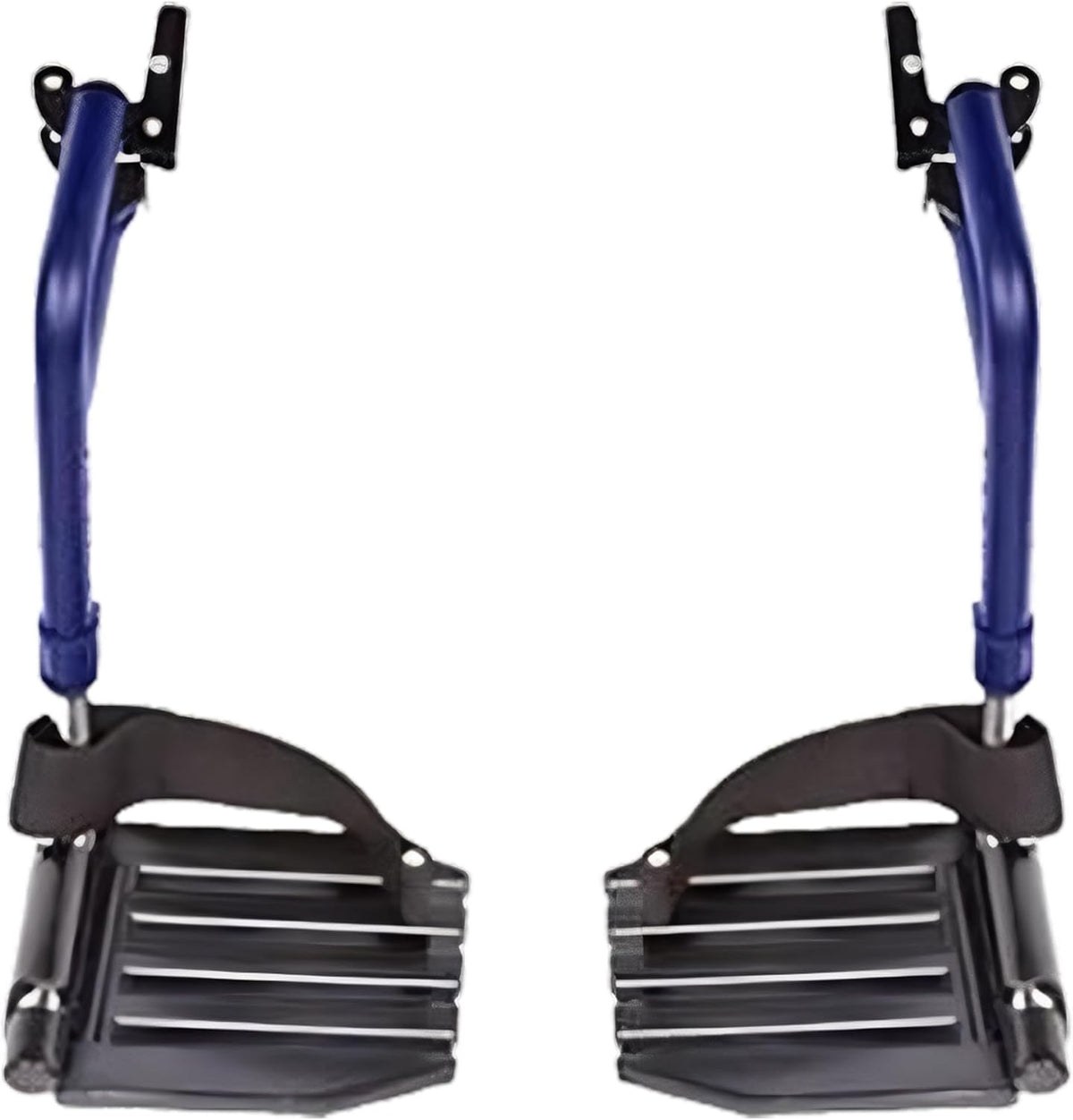HEALTHLINE Adjustable Wheelchair Footrests with Heel Loops – Fits Many Standard Models with 1-3/8" Pin Spacing – Check Dimensions Before Purchase – Swing-Away Design, Height Adjustable, Blue (Pair)