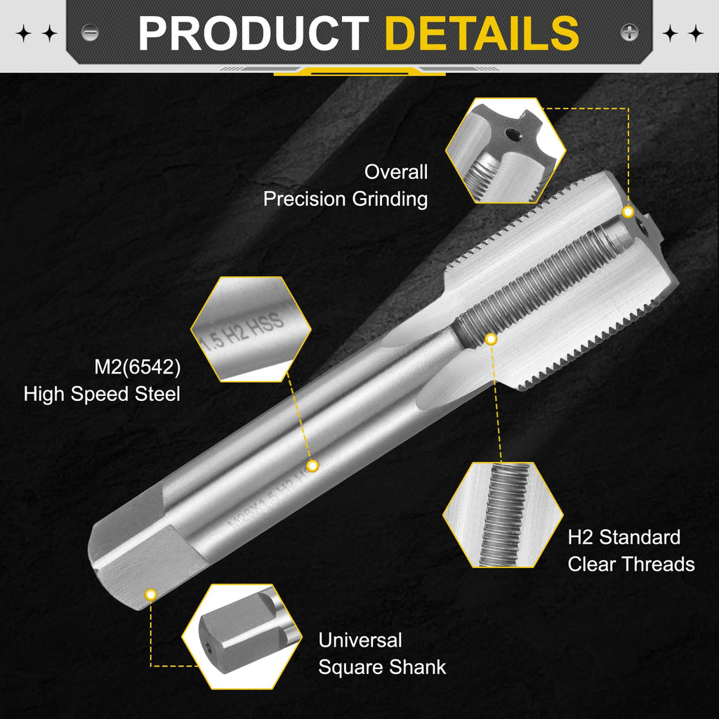 uxcell Hand Plug Tap M26x1.5 H2 Metric Thread Plug Style Taps HSS6542