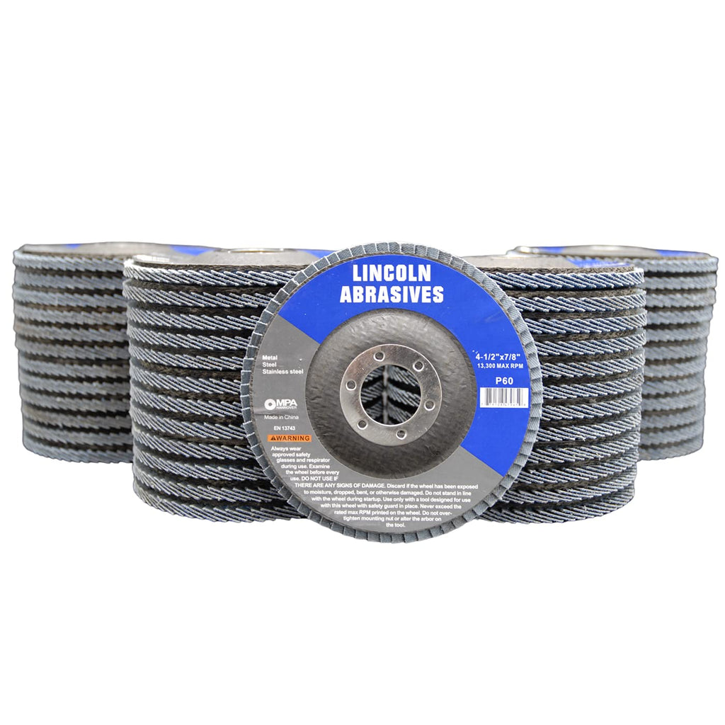 50 Pack Flap Discs 60 Grit 4.5" x 7/8" Sanding Wheels