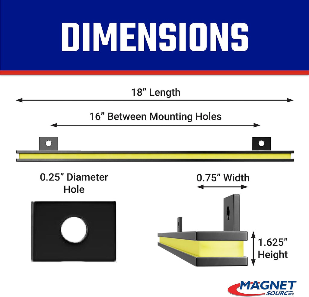 Master Magnetics 18" Magnetic Bar Tool Organizer - Easy to Install Magnet Storage Holder for House, Garage, Shed, or Job Site - Black Powder Coat