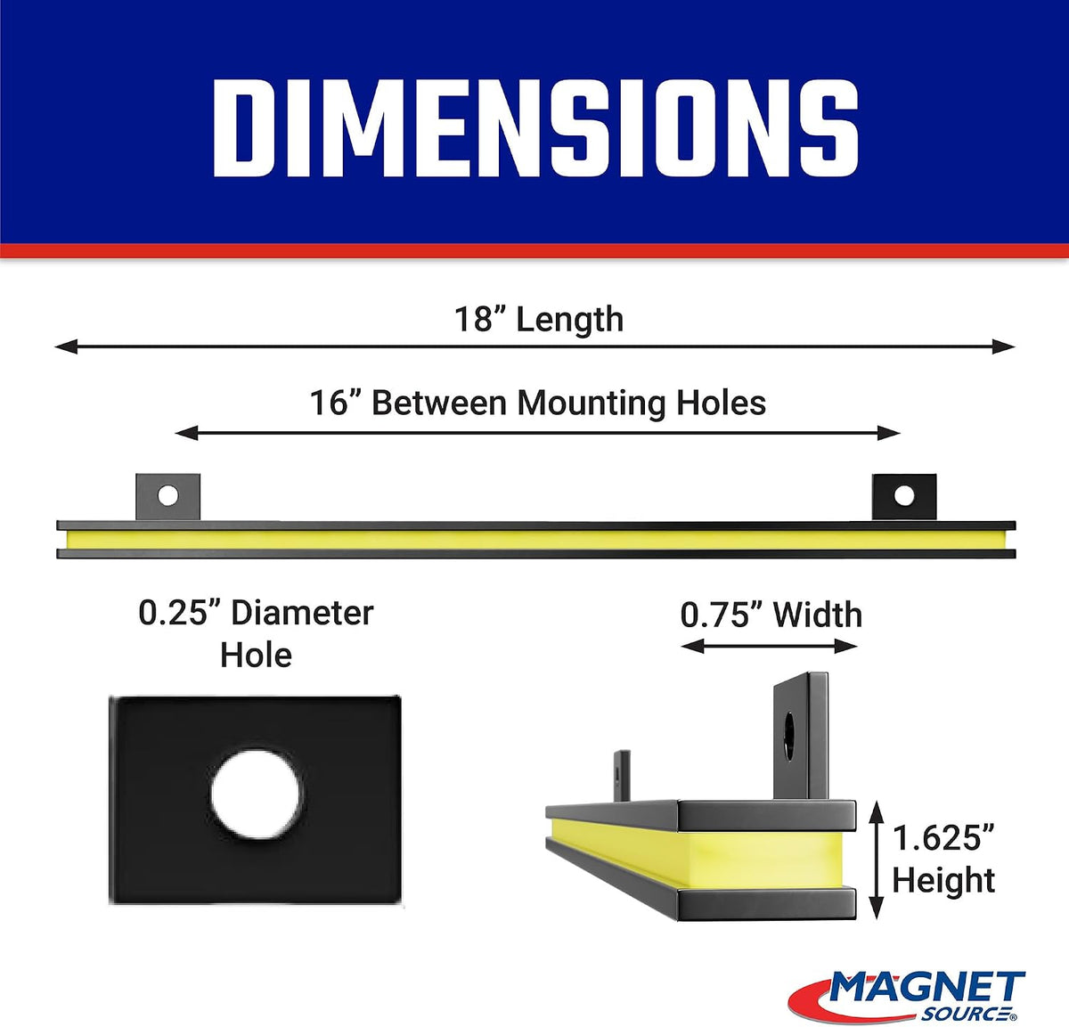 Master Magnetics 18" Magnetic Bar Tool Organizer - Easy to Install Magnet Storage Holder for House, Garage, Shed, or Job Site - Black Powder Coat