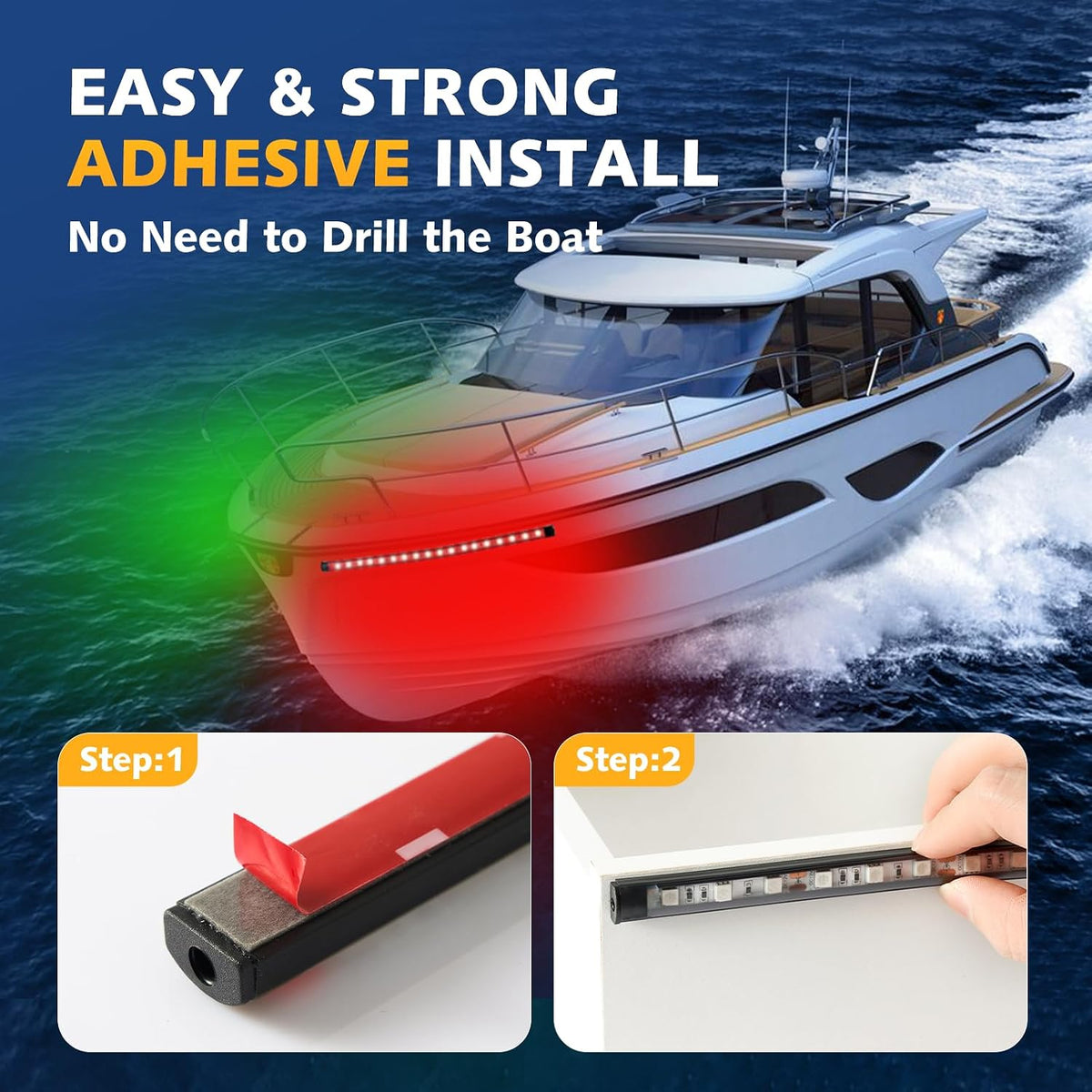 Boat Navigation Lights LED, Red and Green Boat Lights LED Waterproof, Marine Navigation Bow Light for Night Fishing, Boating, Navigating, Lighting, Fits for Pontoon, Bass & Jon Boats, Yacht