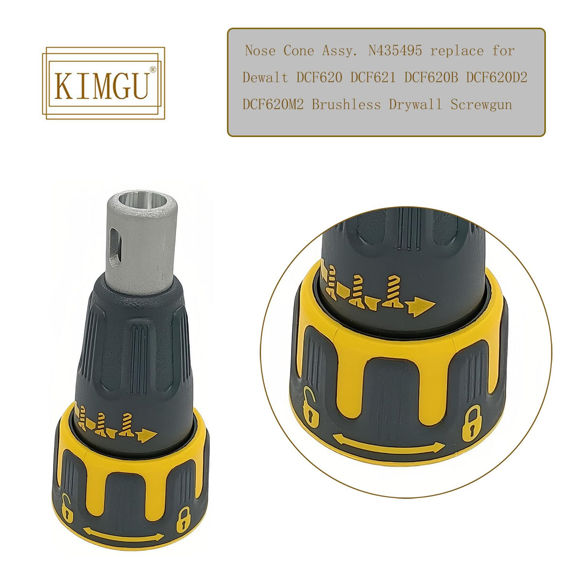 DCF620 N435495 Nose Cone Assy Replace for Dewalt DCF621 DCF620B DCF620D2 DCF620M2 Brushless Drywall Screwgun