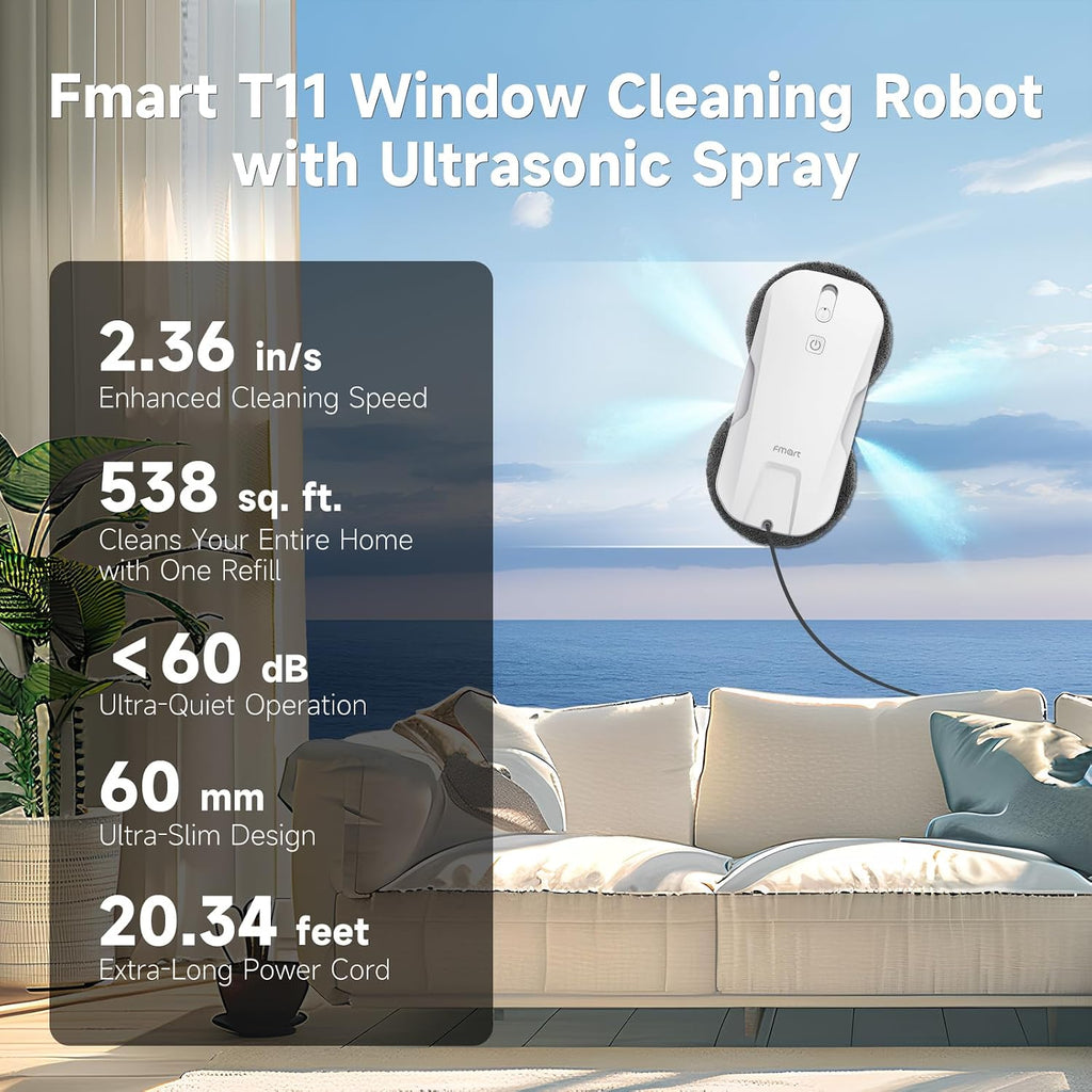 T11 Window Cleaning Robot with 4 Ultrasonic Water Sprays