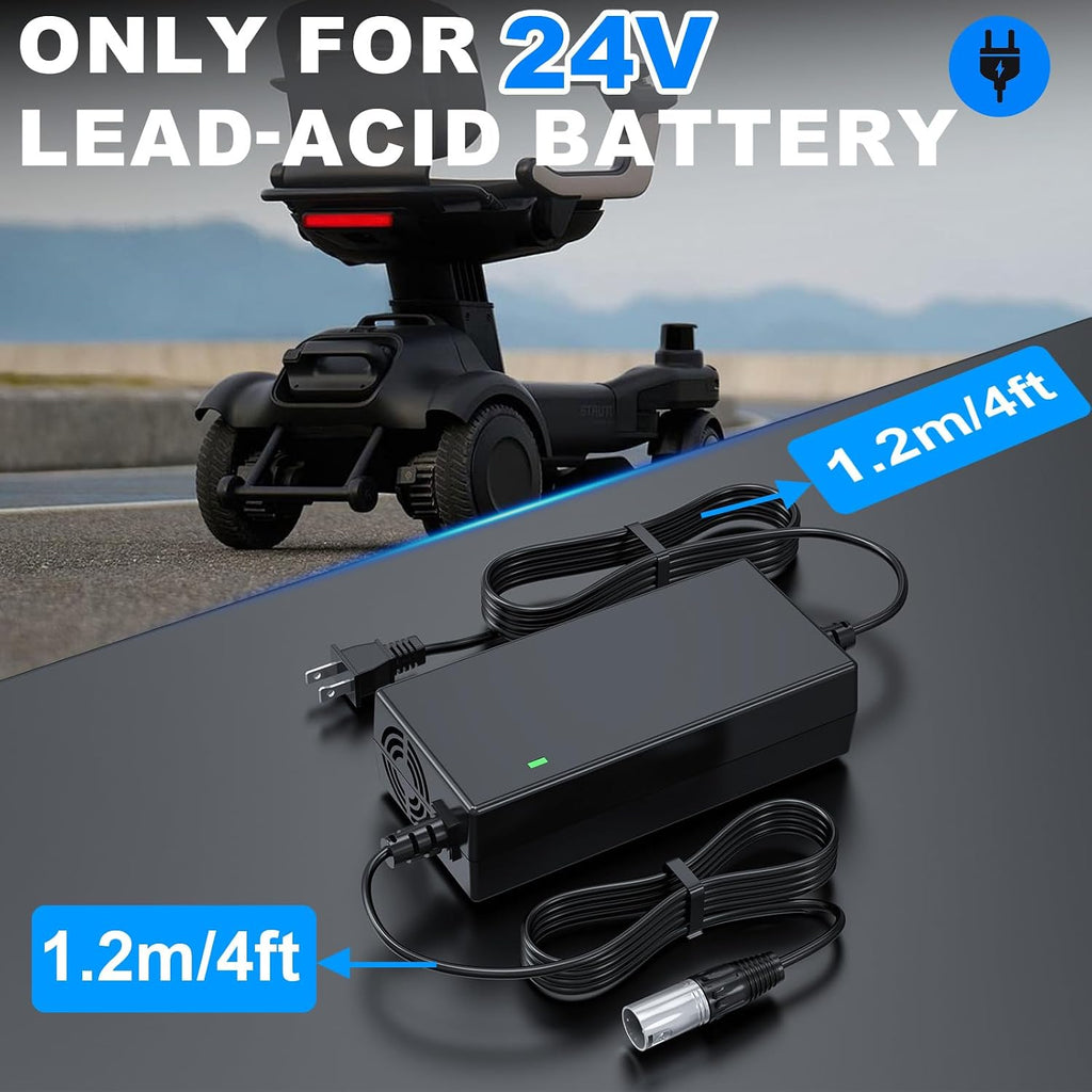 29V 5A for 24V 5A 3-Pin Male XLR Connector Battery Charger for Lakematic, Pride Mobility, Jazzy Power Chair, Drive Medical, Golden Technologies, Shoprider, Rascal 200T/500T/301 PC 24BC5000TF-1