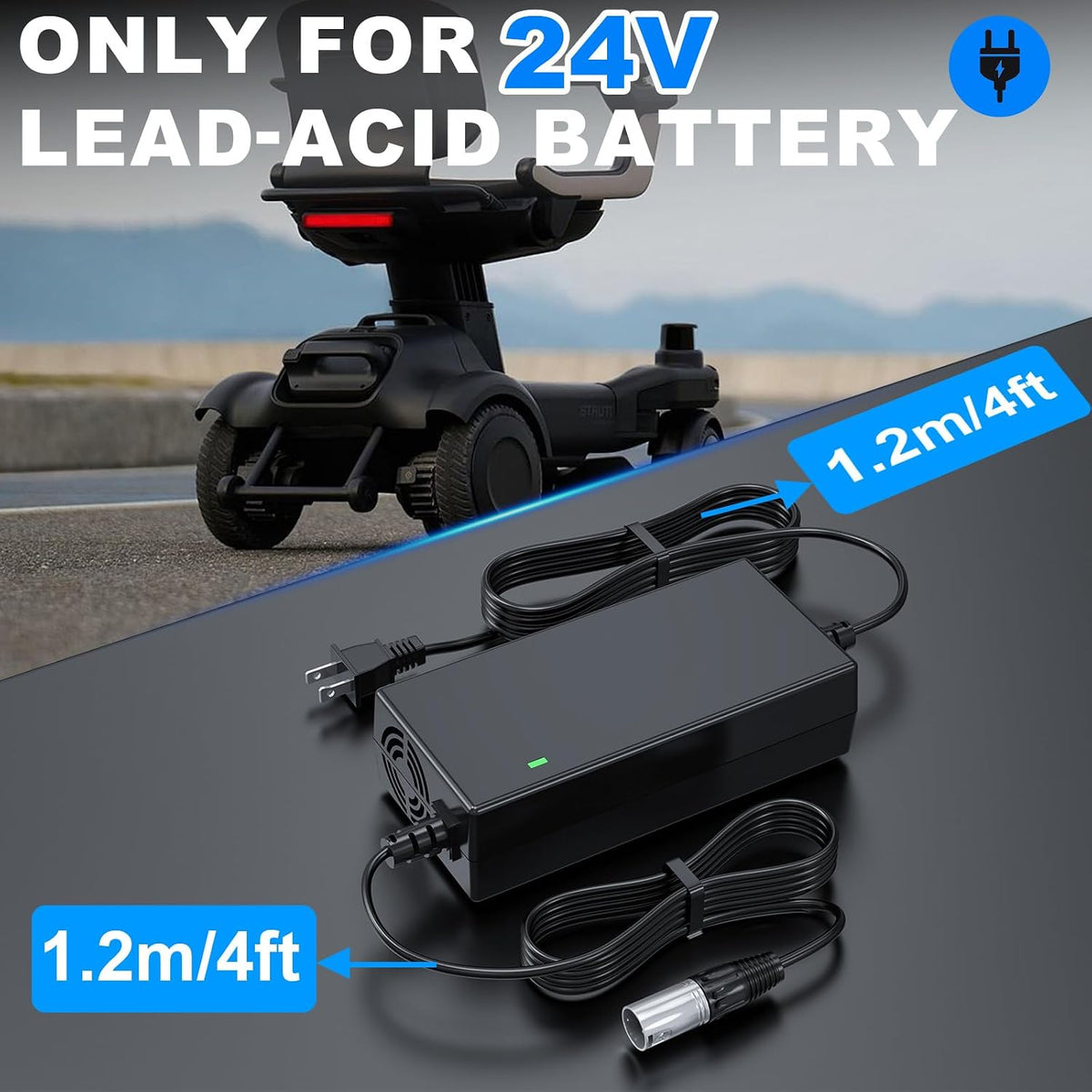 29V 5A for 24V 5A 3-Pin Male XLR Connector Battery Charger for Lakematic, Pride Mobility, Jazzy Power Chair, Drive Medical, Golden Technologies, Shoprider, Rascal 200T/500T/301 PC 24BC5000TF-1