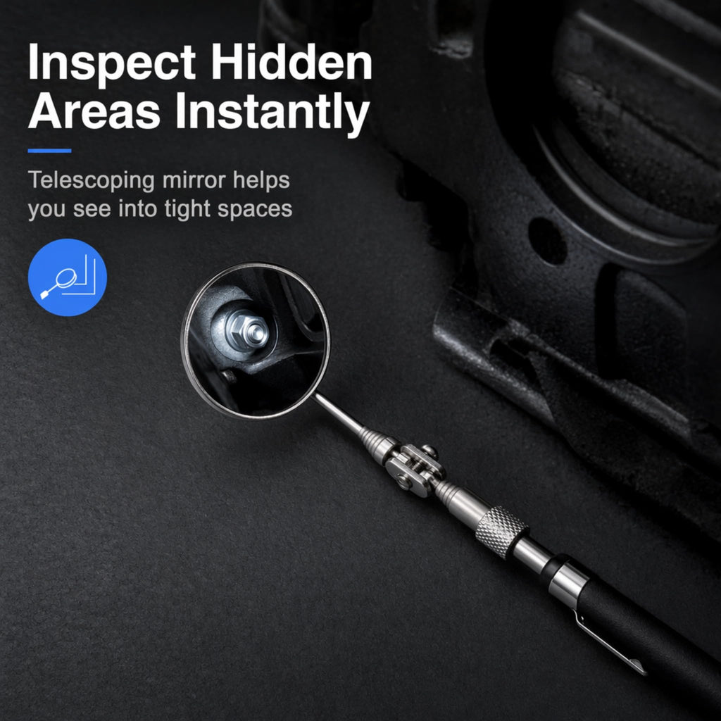 Magnetic Parts Tray Set, 3-Piece Magnetic Bowl, Telescoping Magnet Pickup Tool and Inspection Mirror, Screw Nut Bolt