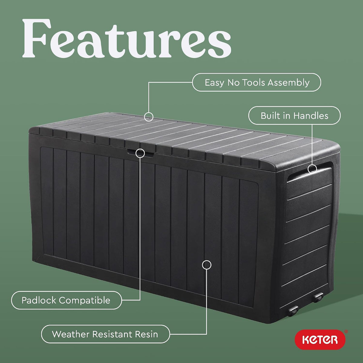Marvel Plus 71 Gallon Resin Deck Box-Organization and Storage for Patio Storage Box Outdoor Cushions, Throw Pillows