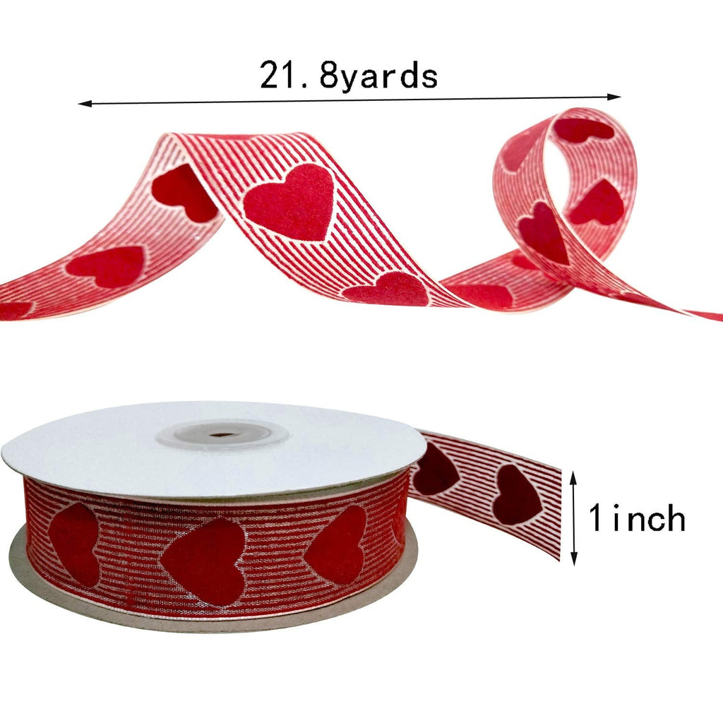 21.8 Yards Valentine's Day Ribbons Heart Ribbons for Valentine's Day Wedding Decoration DIY Crafts