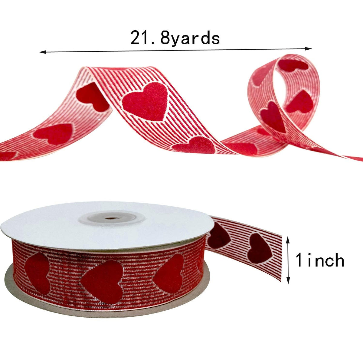 21.8 Yards Valentine's Day Ribbons Heart Ribbons for Valentine's Day Wedding Decoration DIY Crafts