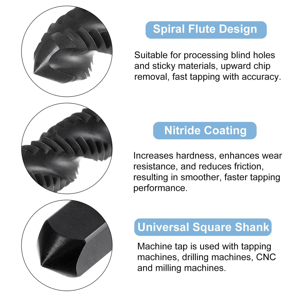 uxcell 4pcs Spiral Flute Thread Taps, M6 x 1 Nitride Coated Metric Screw Tap, Fully Ground High Speed Steel 6542 Machine Tapping Threading Tool for Machinist Thread Repair