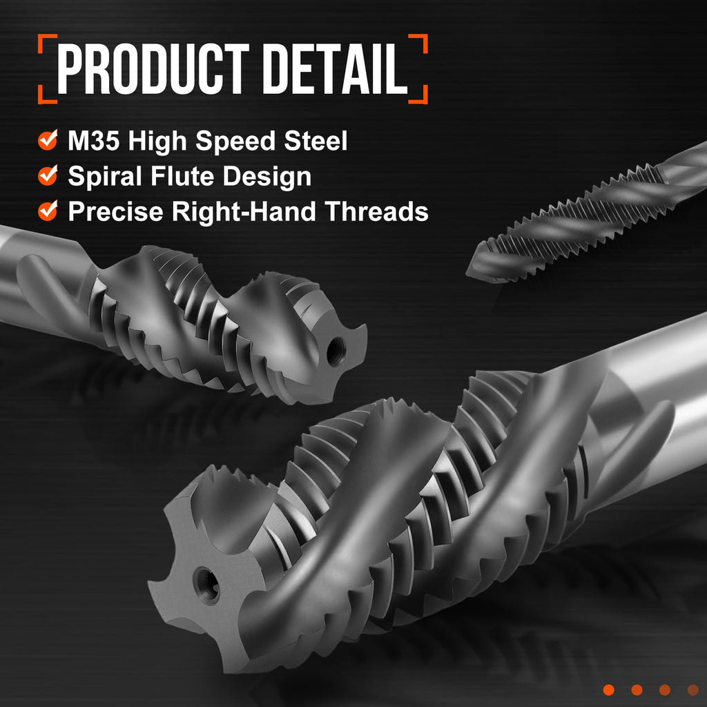 Workkyma M4 x 0.7 Spiral Flute Thread Tap M2 High Speed Steel TICN
