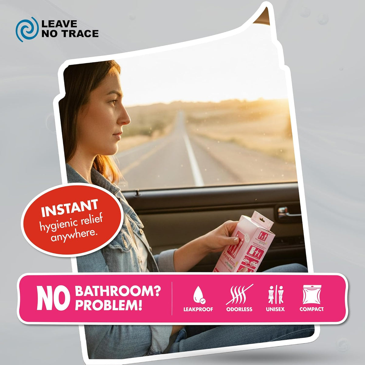 TravelJane Disposable Urinal Bags – Leakproof – (TJ1R-C) | Travel Urinal for Women, Men & Kids – Odorless Portable