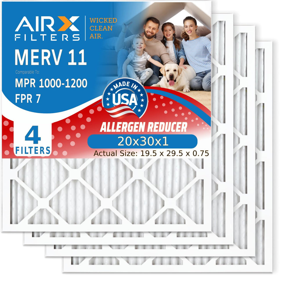 20x30x1 Furnace AC Filter MERV 11 Allergy 4-Pack