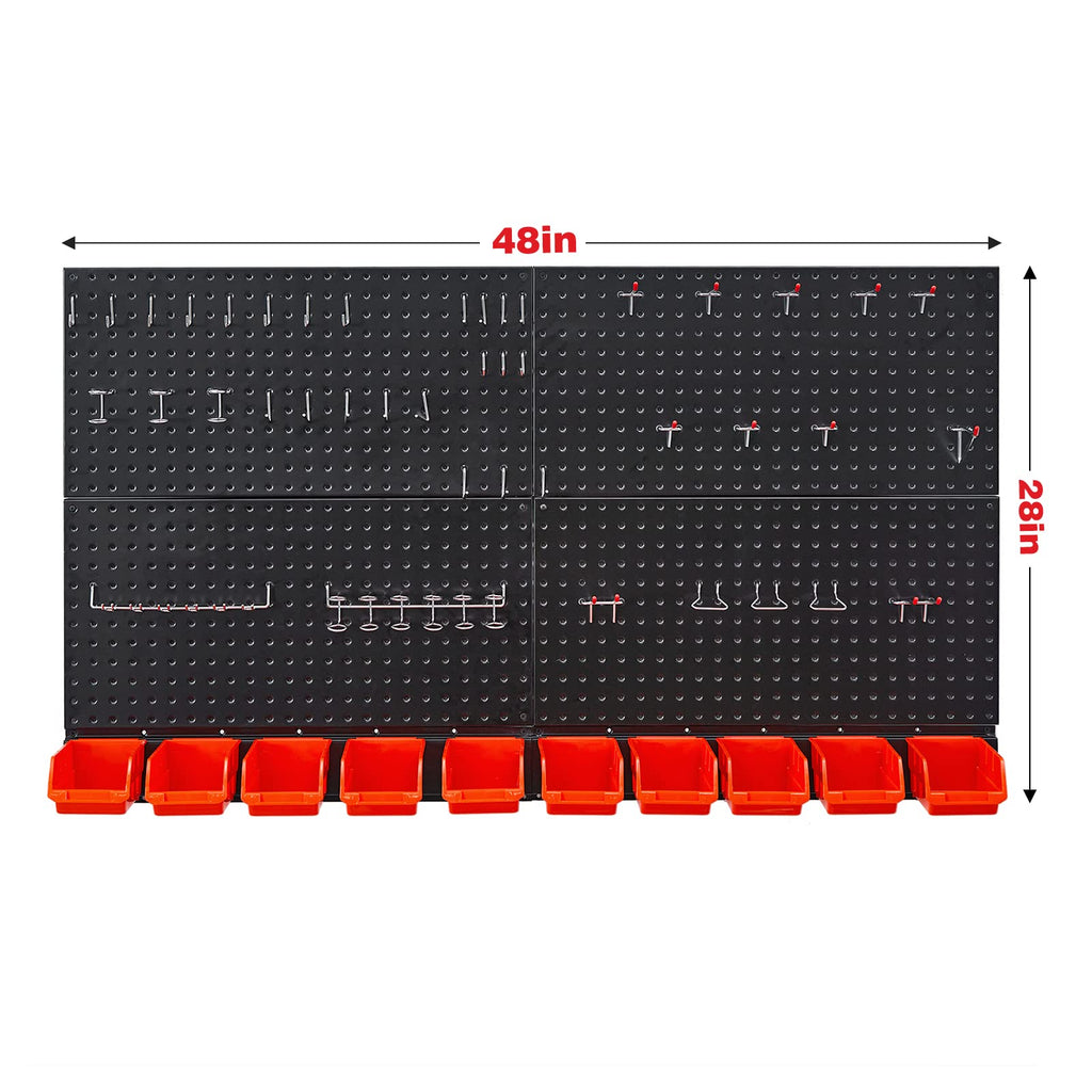 Pegboard Wall Organizer, Black Metal Peg board Panels