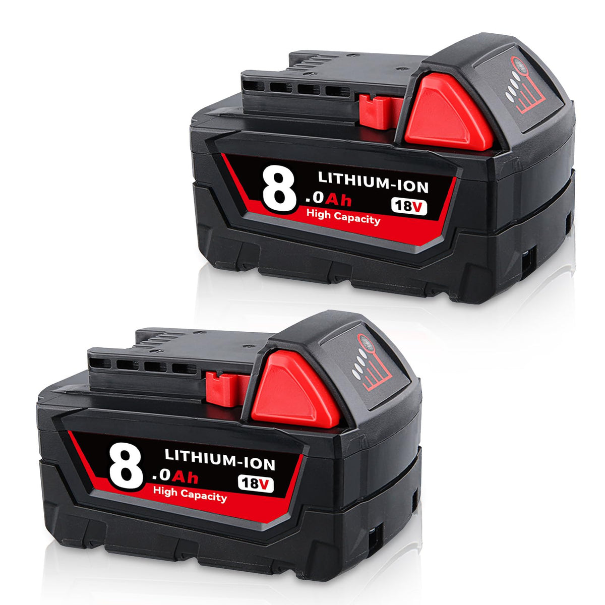 2-Pack 8.0Ah 18V Lithium Battery Replacement for Milwaukee 48-11-1840