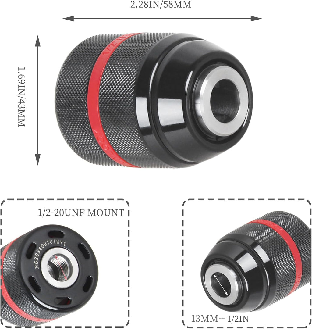 Keyless Drill Chuck for Milwaukee M18, 1.5-13mm Clamping Capacity