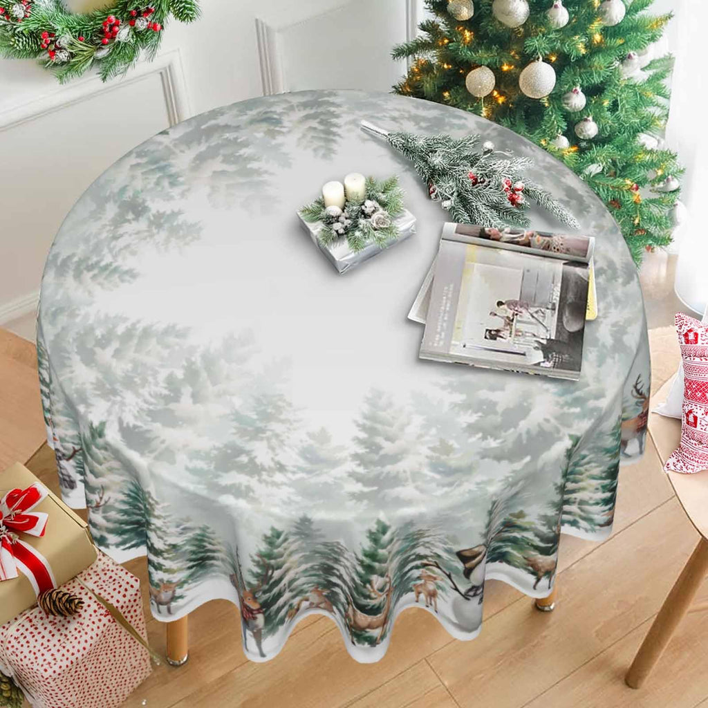 Christmas Round Tablecloth 60inch for Home Rustic Farmhouse Living Room Christmas Party Decorations