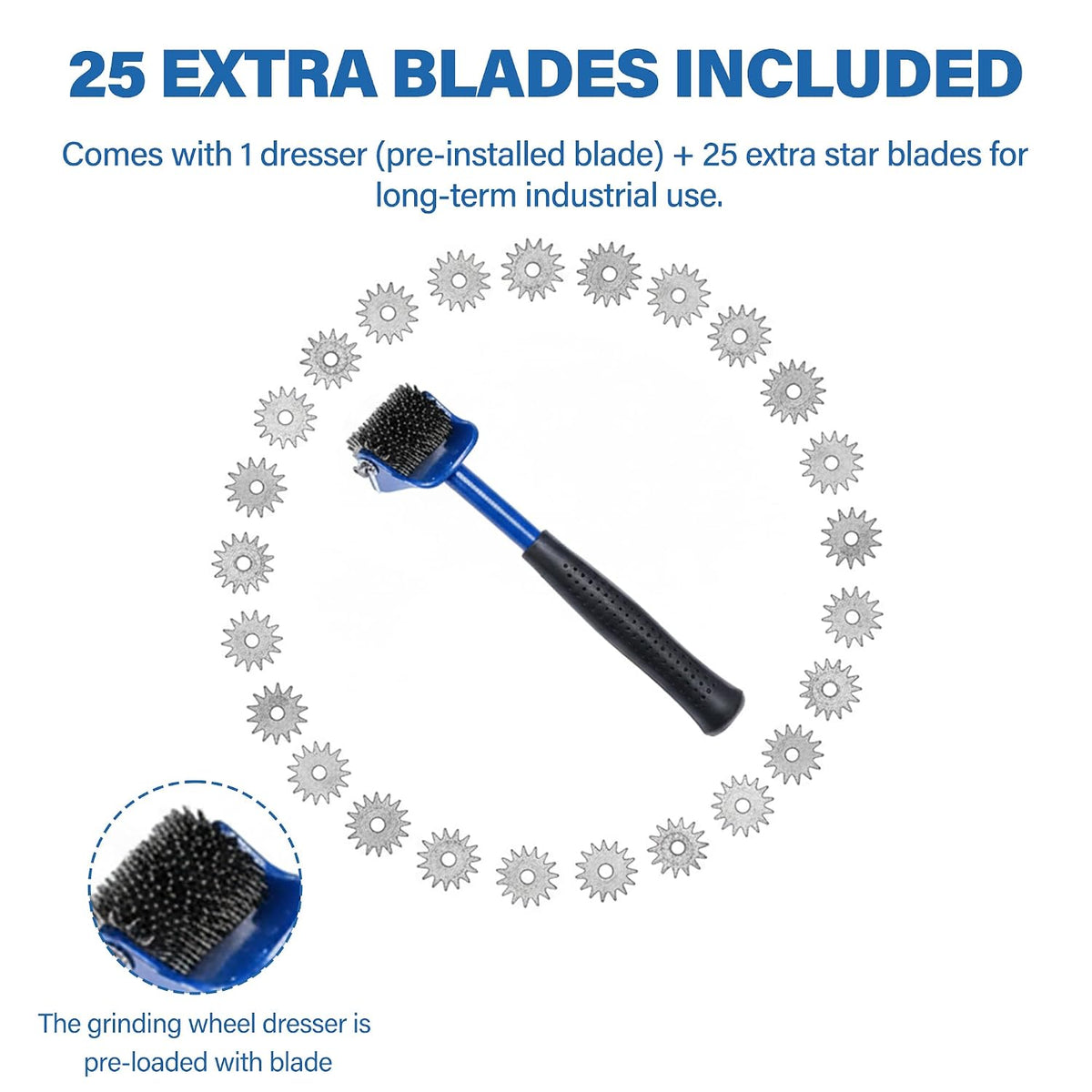 Grinding Wheel Dressing Tool with 25 Star Blades for Bench Grinder