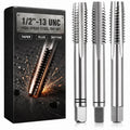 Gisafai 3 Pcs Hss Tap Set Taper Plug and Bottoming Hand Taps, 1/2"-13
