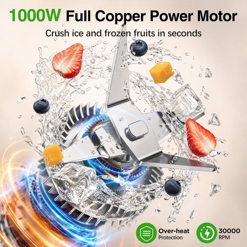 Smoothie Blender, 1000W, Blenders Smoothies and Shakes, Frozen Drinks | 13-in-1 Kitchen Smoothie Maker and Grinder