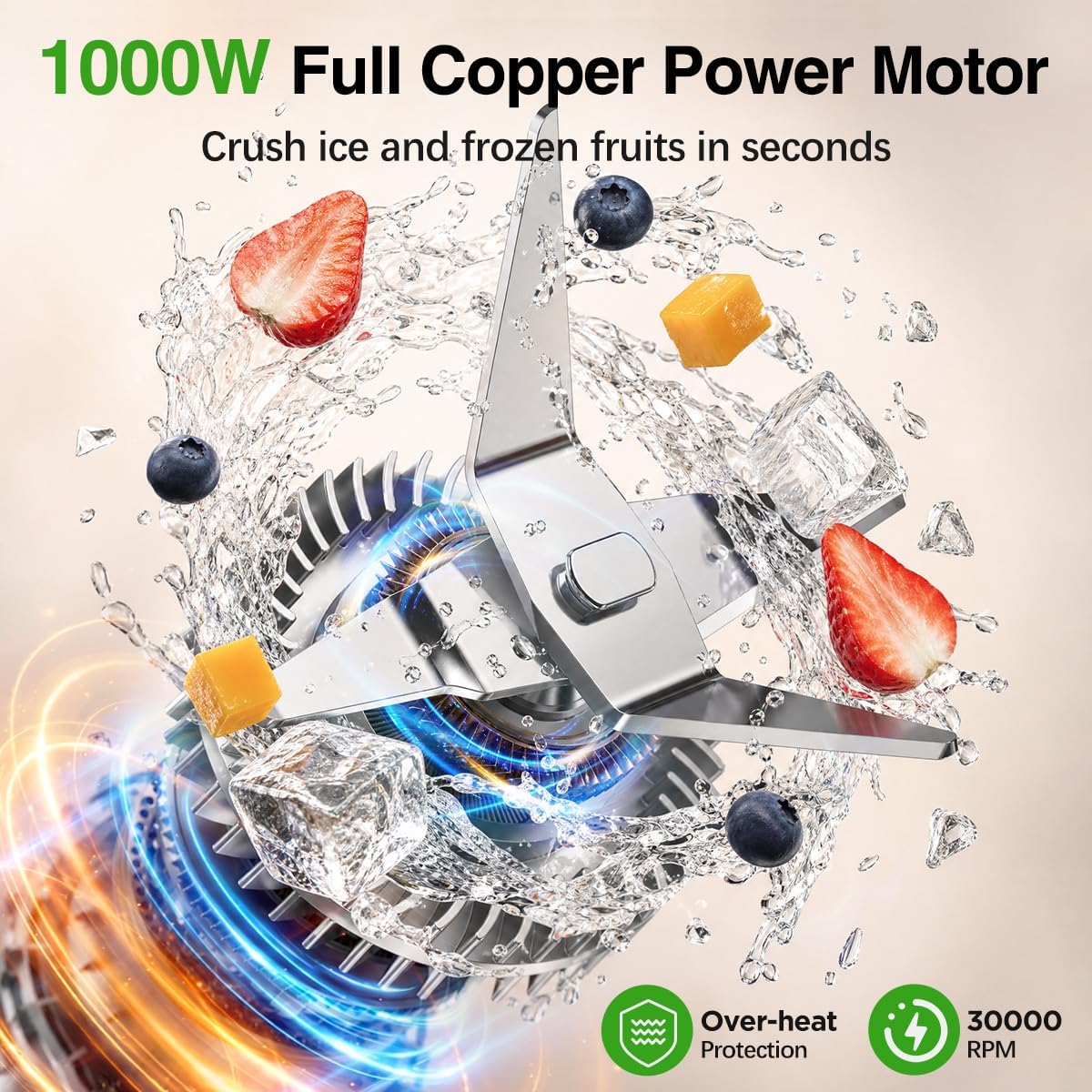 Smoothie Blender, 1000W, Blenders Smoothies and Shakes, Frozen Drinks | 13-in-1 Kitchen Smoothie Maker and Grinder