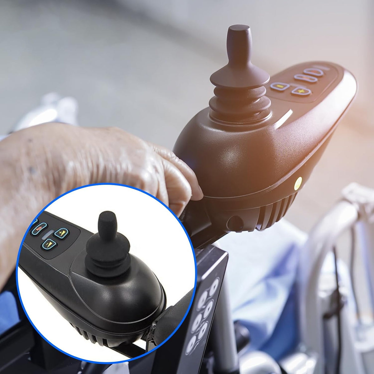 4 Pcs Wheelchair Joystick Button Cap Joystick Controller Knob and Gaiter Black Wheelchair Accessories Joysticks Button Cover Power Chair Parts for Electric Mobility Scooter Electric Drive