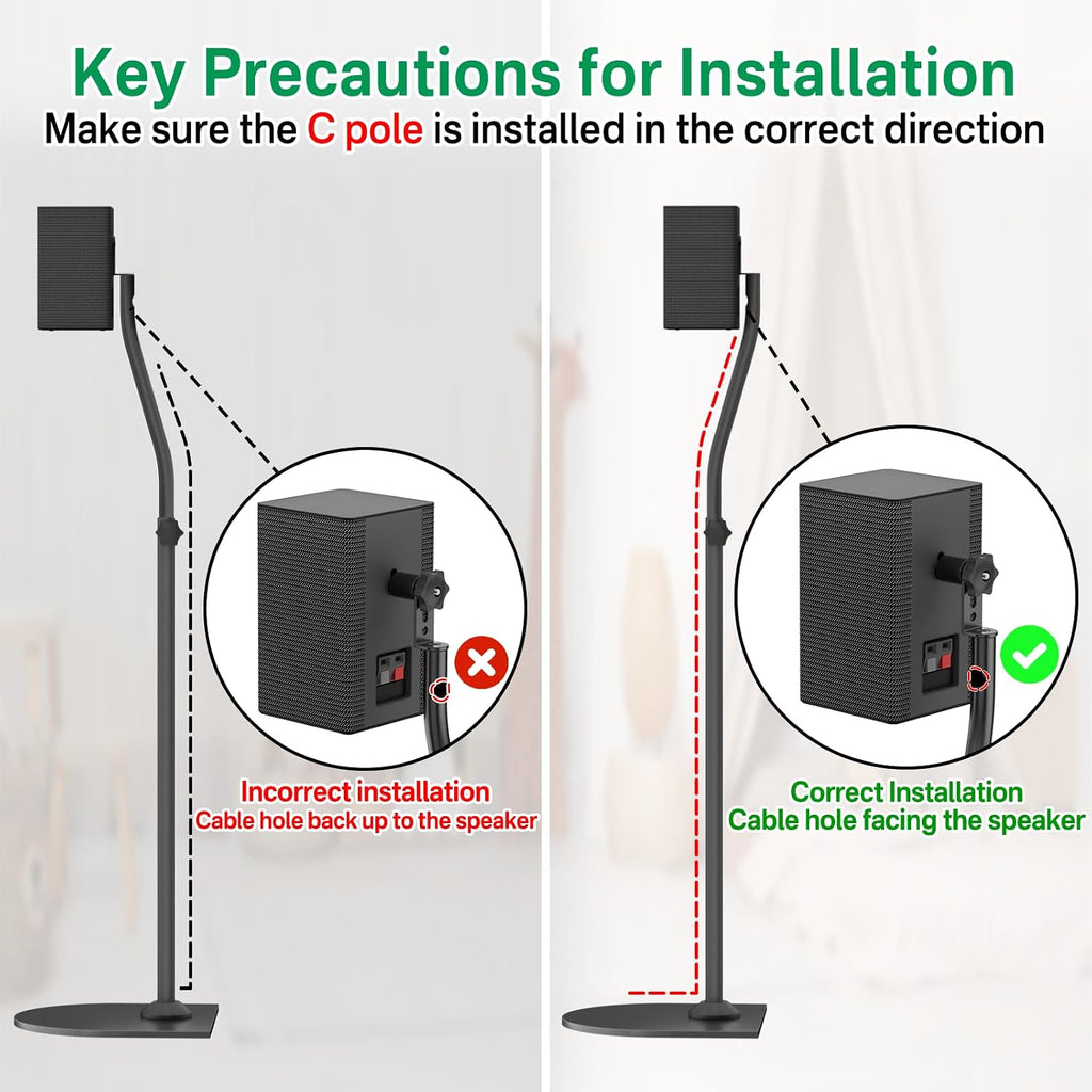 Speaker Stand Pair for Samsung Stands and Wall Mount - 33" to 42" Height Adjust Floor Stand for Samsung Surround