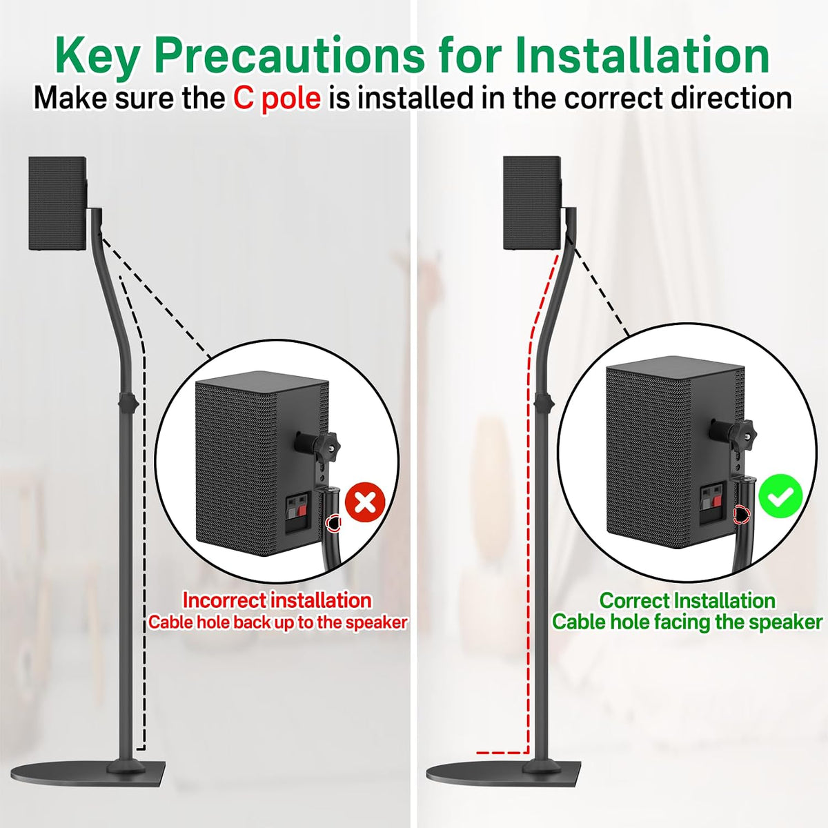 Speaker Stand Pair for Samsung Stands and Wall Mount - 33" to 42" Height Adjust Floor Stand for Samsung Surround