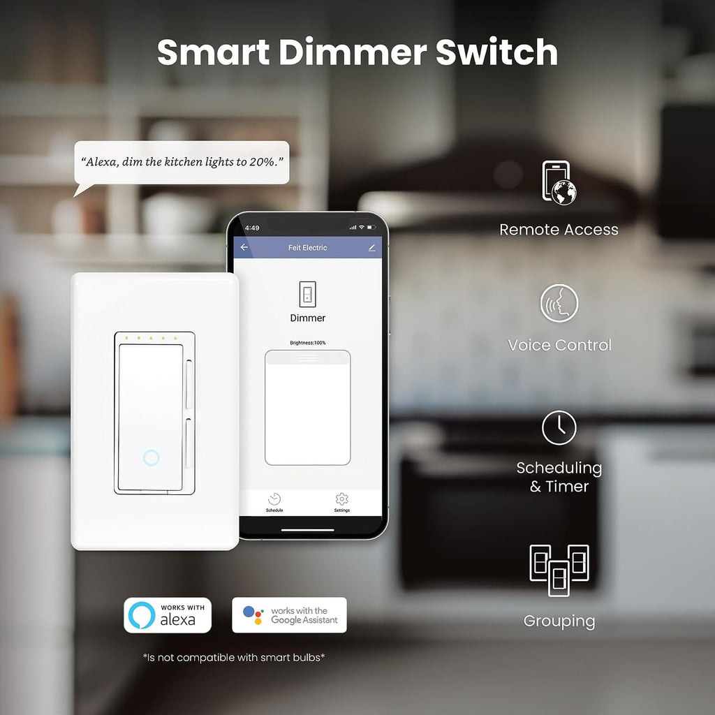 Smart Dimmer Switch, Neutral Wire Required for Installation