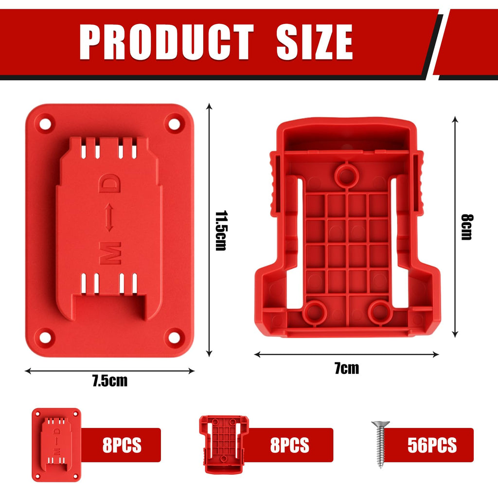 16 Packs Battery Holder and Tool Holder Compatible with Milwaukee M18