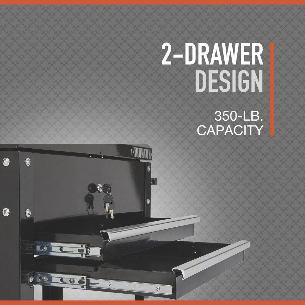 28in. 2-Drawer Rolling Tool Cart, 350-Lb., Locking Drawers