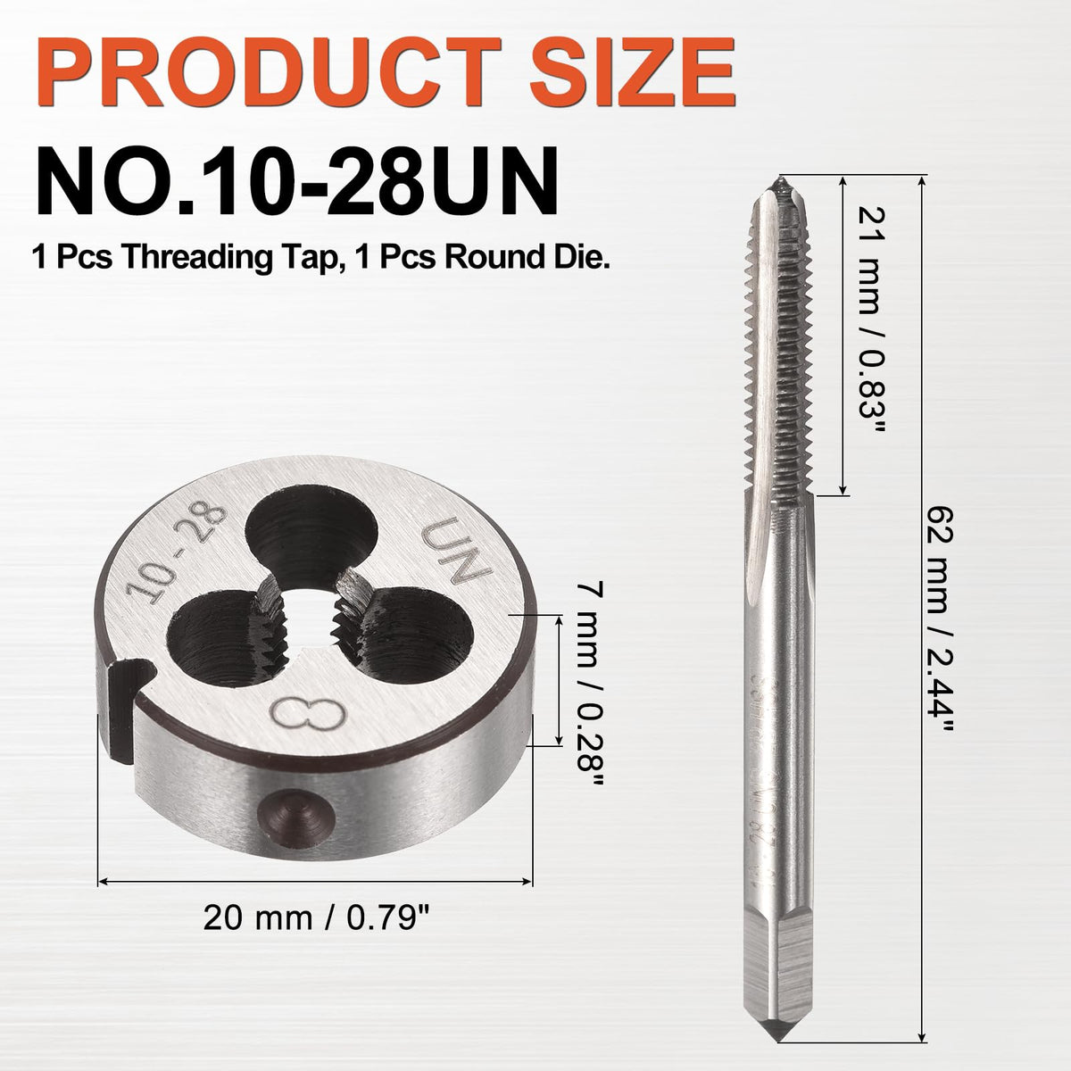 Workkyma No 10x28 UN Tap and Die Set, M2 HSS Right Hand Threading Tool