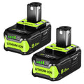 2 Pack 8.0Ah Replacement for Ryobi 18V Lithium-ion Battery