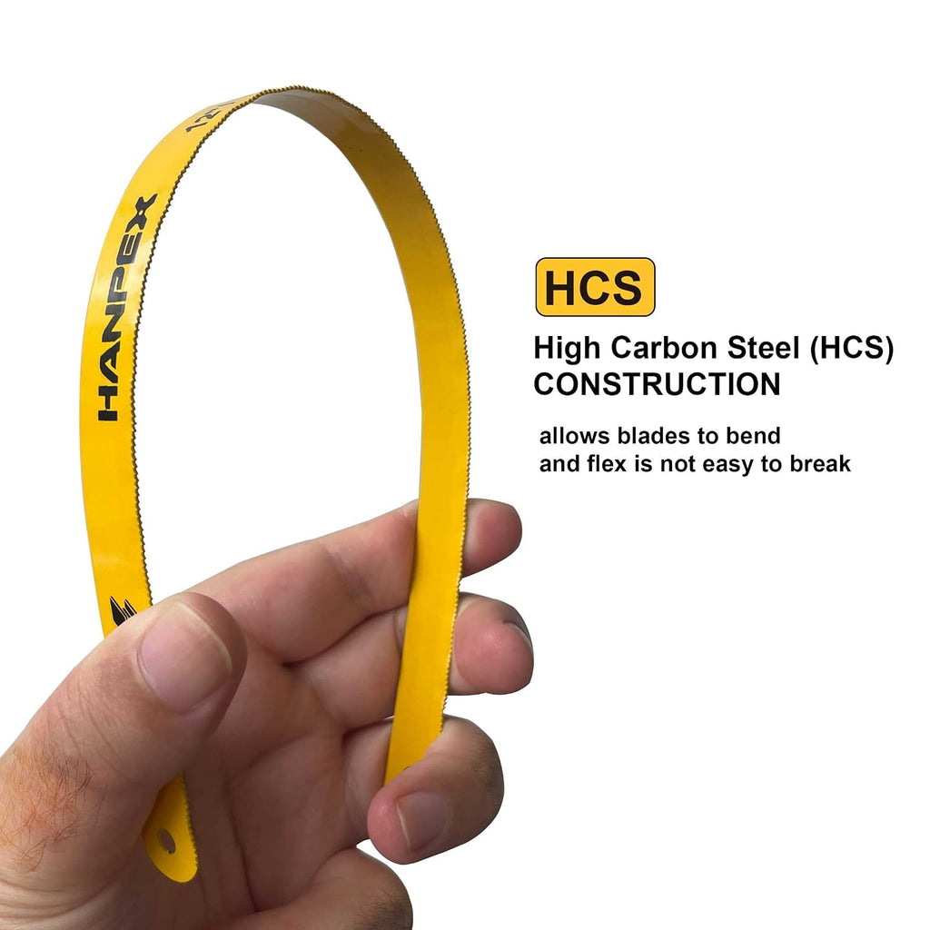 Hanpex Hacksaw Replacement Blades (10 Pack) High Speed 24 TPI - 12" Length Hack Saw Blade - High Carbon Steel (HCS) Cutting Blades