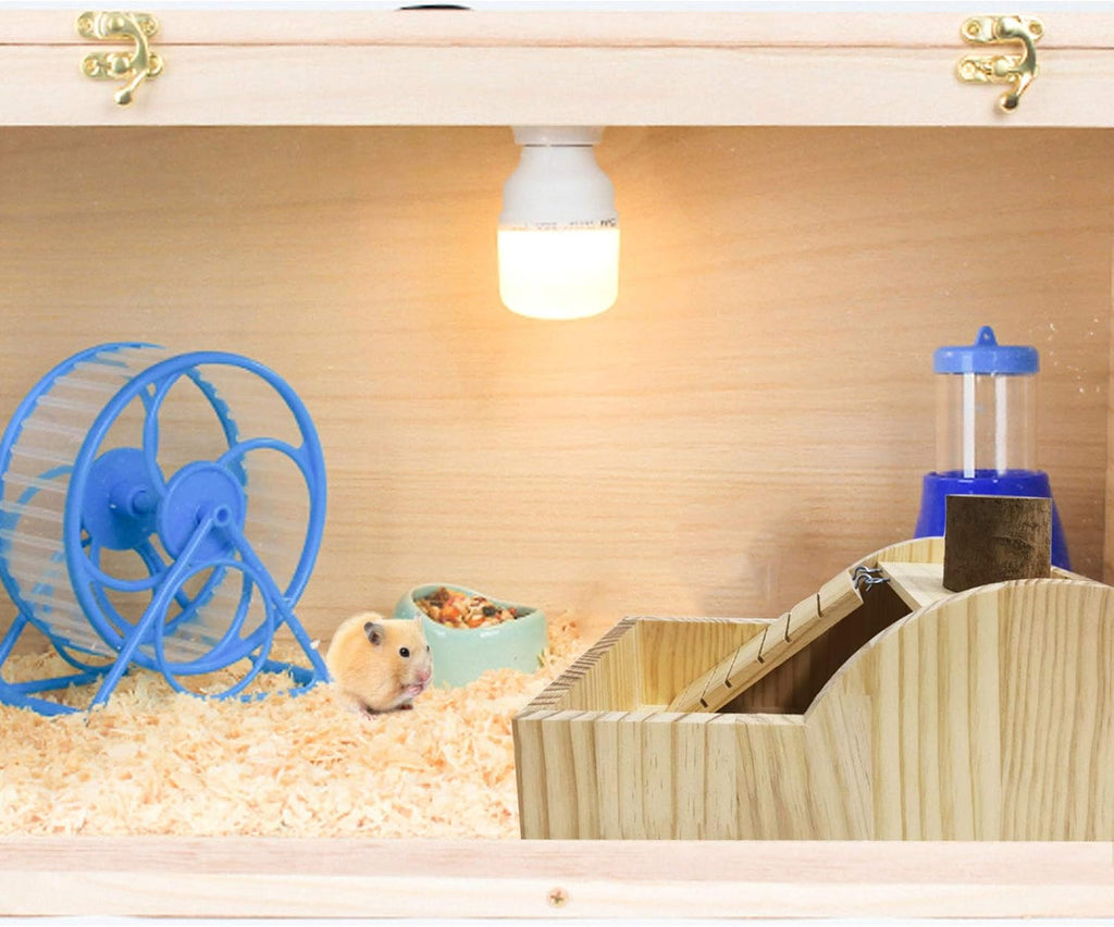 Hamster Sand Bath Box Wooden Small Animals Shower Room Chinchilla Digging Sand Bathtub Container with Climbing Ladder